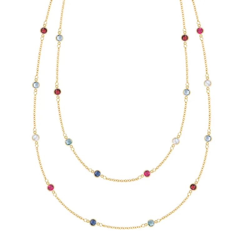 Personalized Bayberry Birthstone Long Necklace in 14k Gold sold by Haverhill