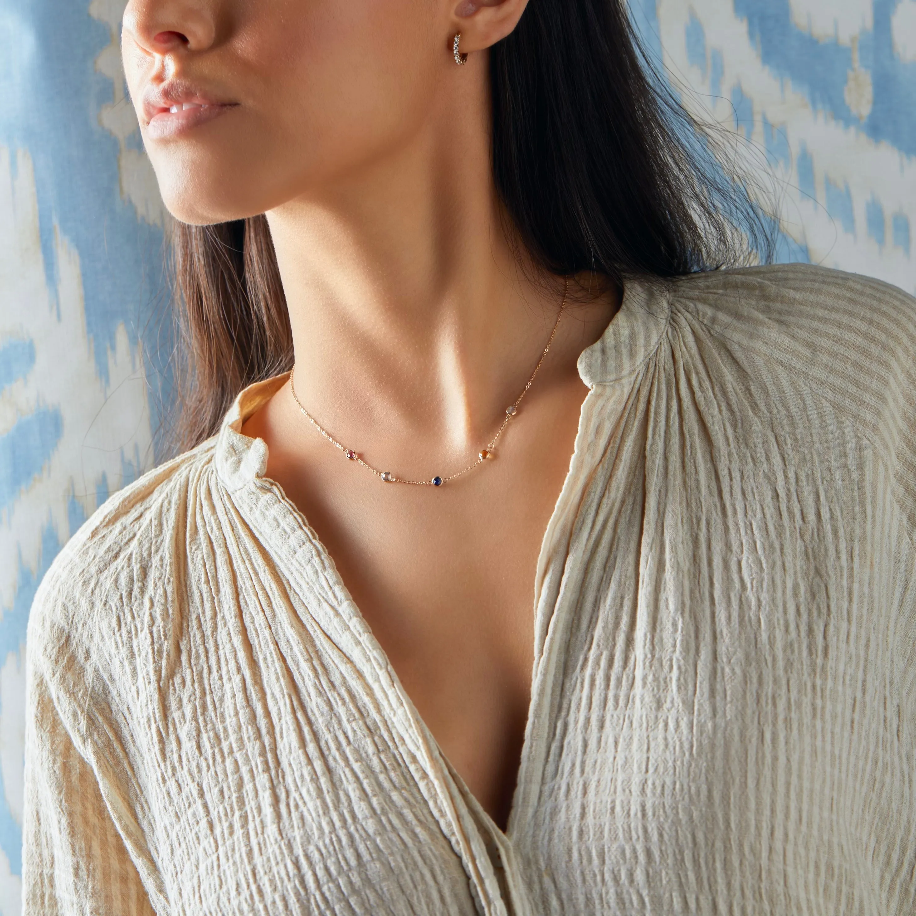 Personalized Classic 5 Birthstone Necklace in 14k Gold sold by Haverhill product image thumbnail 2