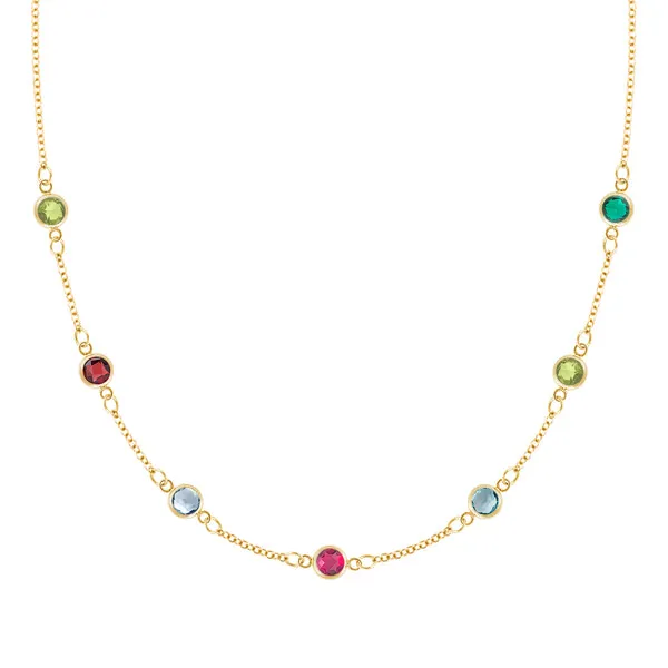 Personalized Classic 7 Birthstone Necklace in 14k Gold sold by Haverhill