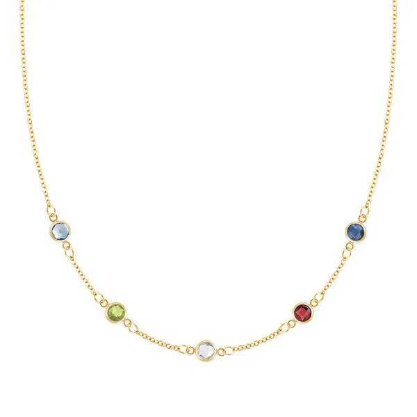 Personalized Classic 5 Birthstone Necklace in 14k Gold sold by Haverhill