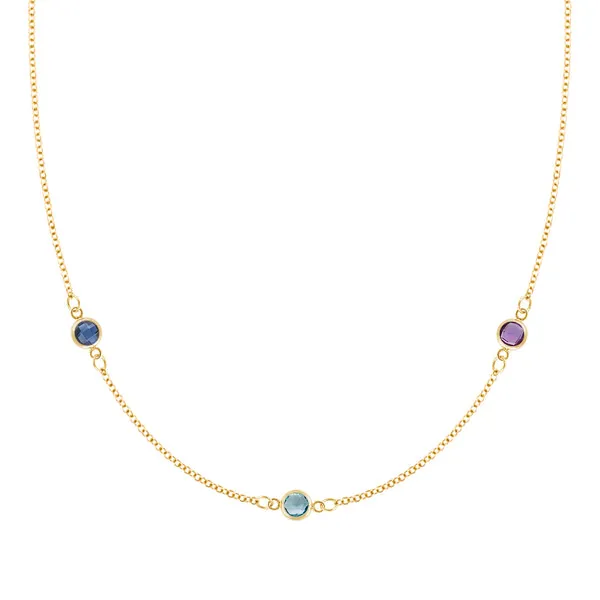 Personalized Classic 3 Birthstone Necklace in 14k Gold sold by Haverhill