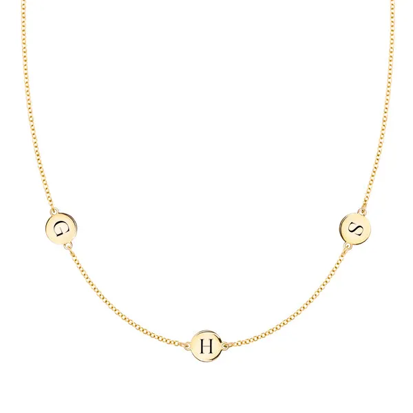 Personalized 3 Letter Necklace in 14k Gold (Double Spacing) sold by Haverhill