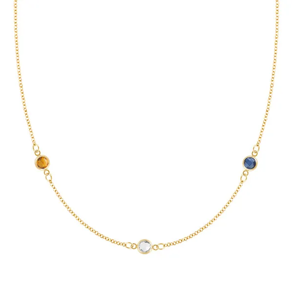 Personalized Classic 3 Birthstone Necklace in 14k Gold sold by Haverhill