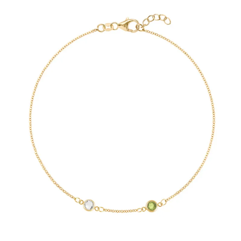 Personalized Classic 2 Birthstone Bracelet in 14k Gold sold by Haverhill