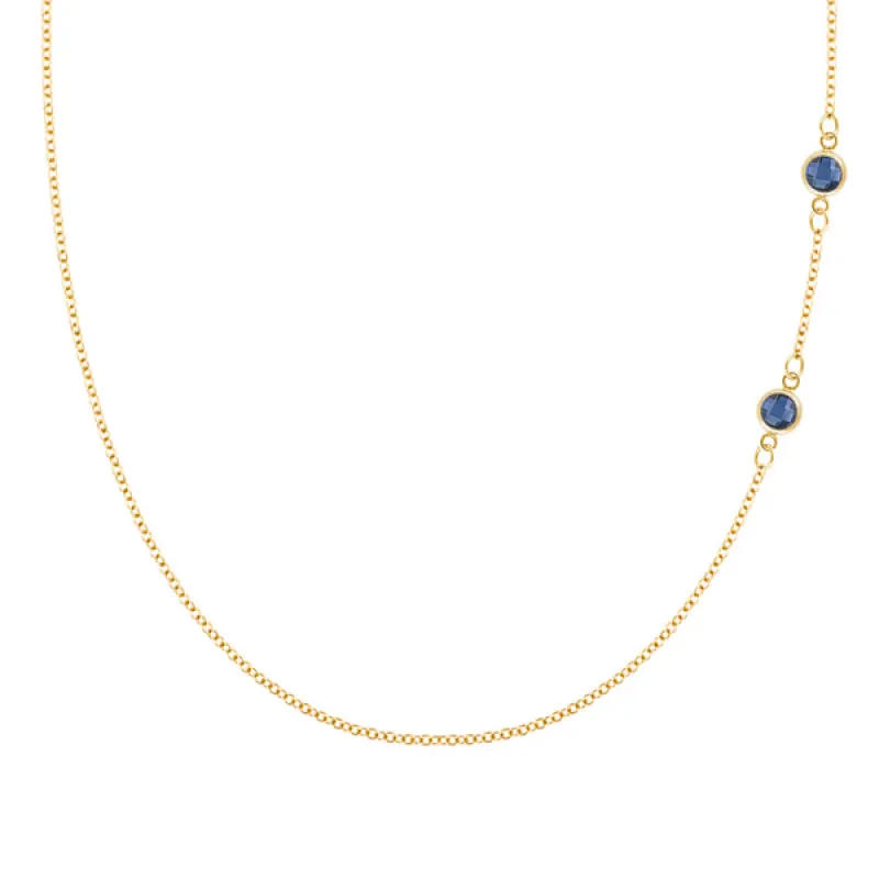 Personalized Classic 2 Birthstone Necklace in 14k Gold sold by Haverhill