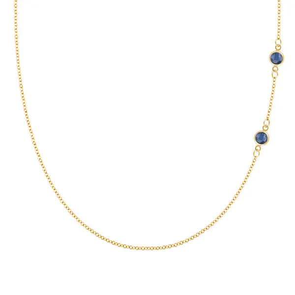 Personalized Classic 2 Birthstone Necklace in 14k Gold sold by Haverhill