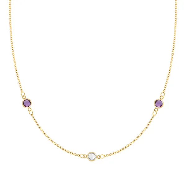 Personalized Classic 3 Birthstone Necklace in 14k Gold sold by Haverhill