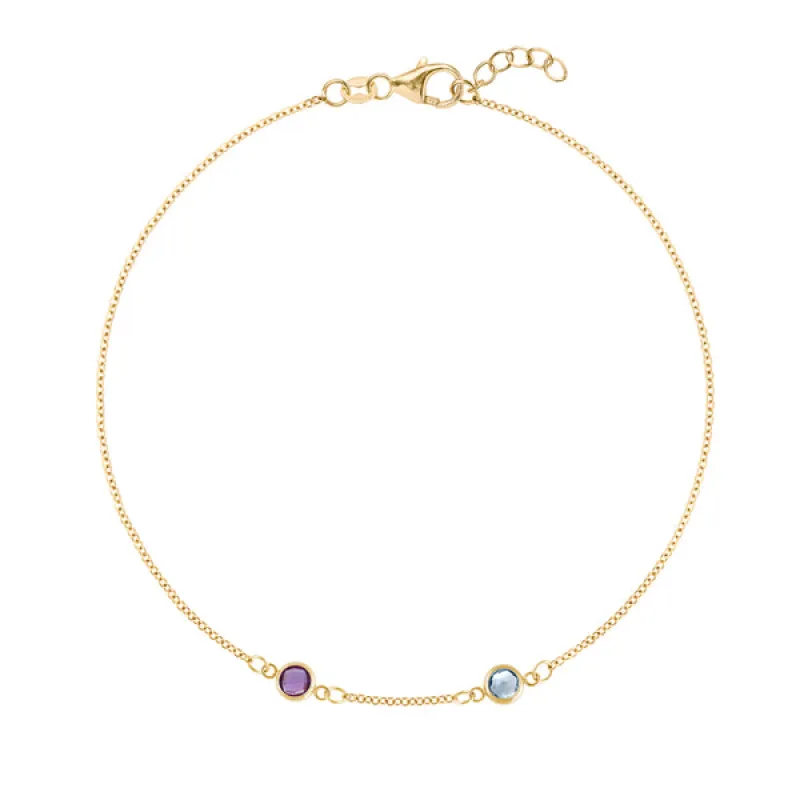 Personalized Classic 2 Birthstone Bracelet in 14k Gold sold by Haverhill