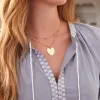 Engravable Large Flat Heart Pendant with Adelaide Mini Chain in 14k Gold sold by Haverhill