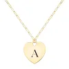 Engravable Large Flat Heart Pendant with Adelaide Mini Chain in 14k Gold sold by Haverhill