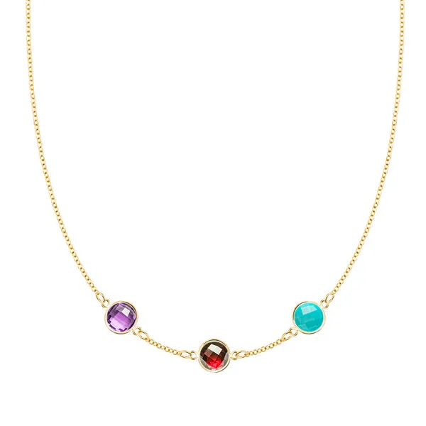 Personalized Grand 3 Birthstone Necklace in 14k Gold sold by Haverhill