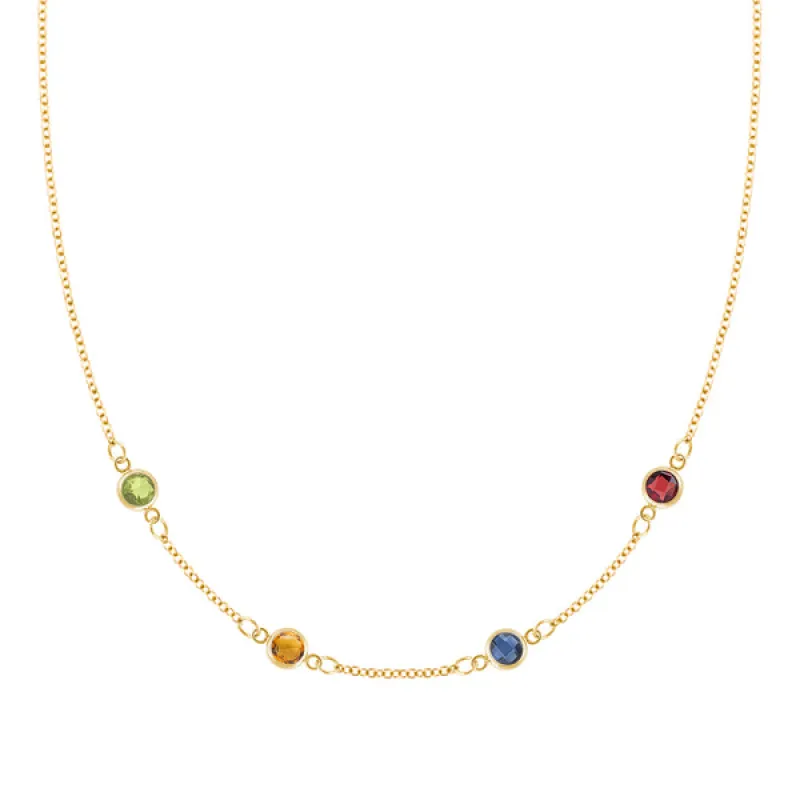 Personalized Classic 4 Birthstone Necklace in 14k Gold sold by Haverhill