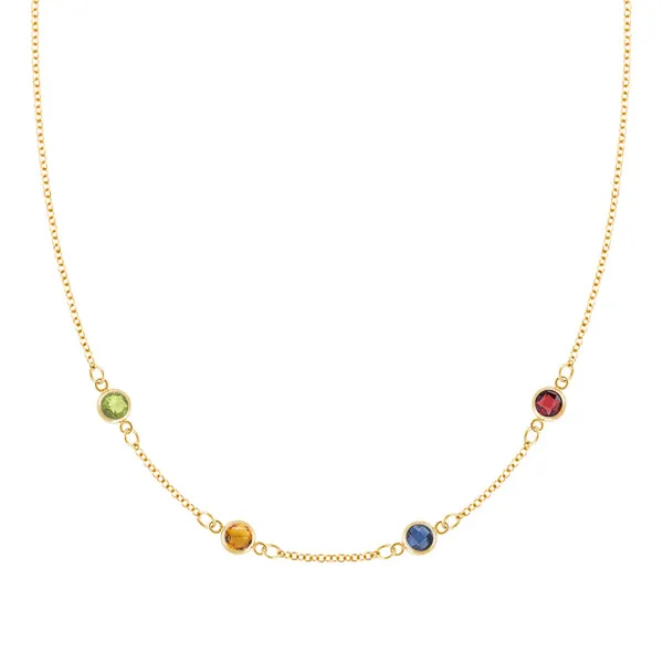 Personalized Classic 4 Birthstone Necklace in 14k Gold sold by Haverhill