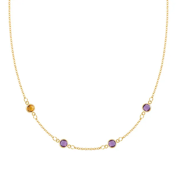Personalized Classic 4 Birthstone Necklace in 14k Gold sold by Haverhill