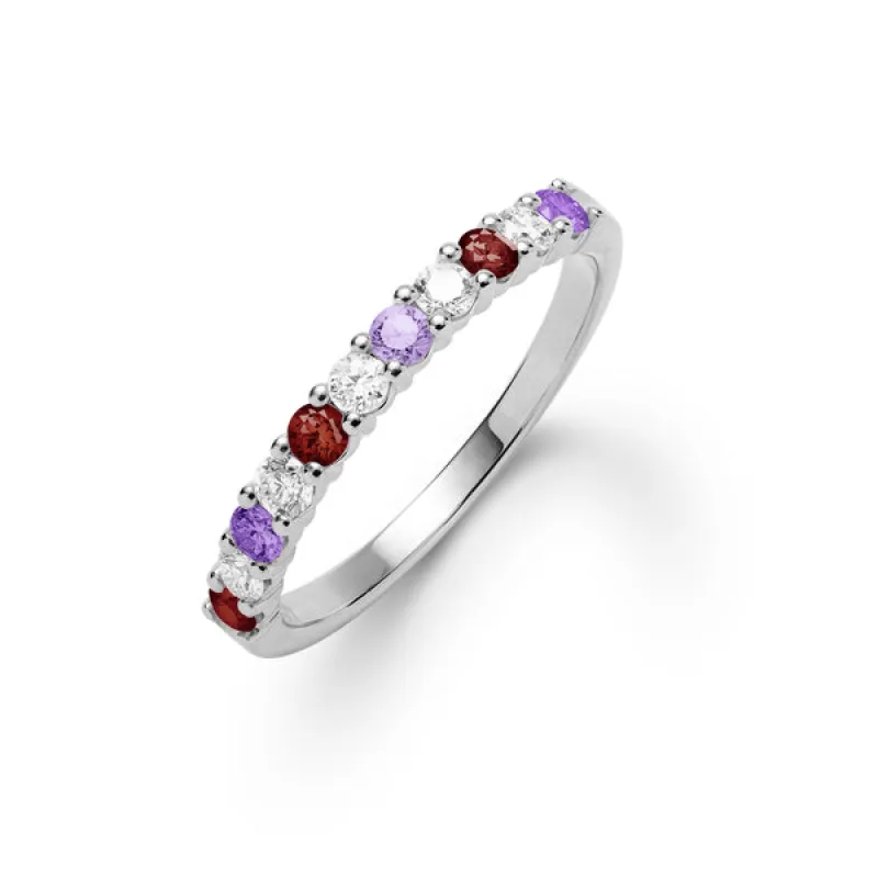 Personalized Rosecliff Birthstone Stackable Ring in 14k Gold sold by Haverhill