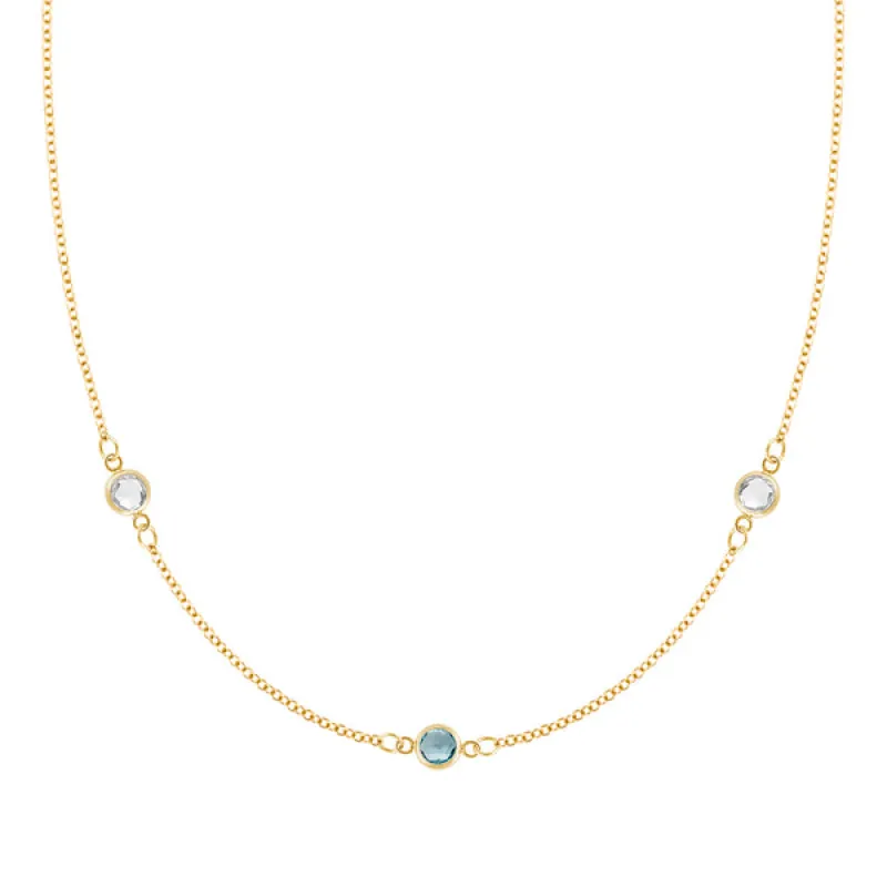 Personalized Classic 3 Birthstone Necklace in 14k Gold sold by Haverhill