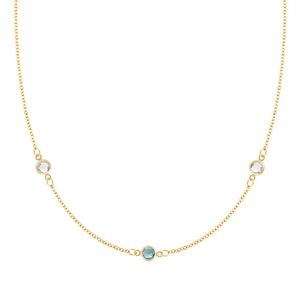 Personalized Classic 3 Birthstone Necklace in 14k Gold sold by Haverhill