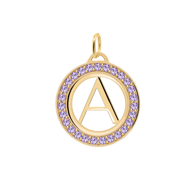Letter & Amethyst Pendant in 14k Gold (February) sold by Haverhill