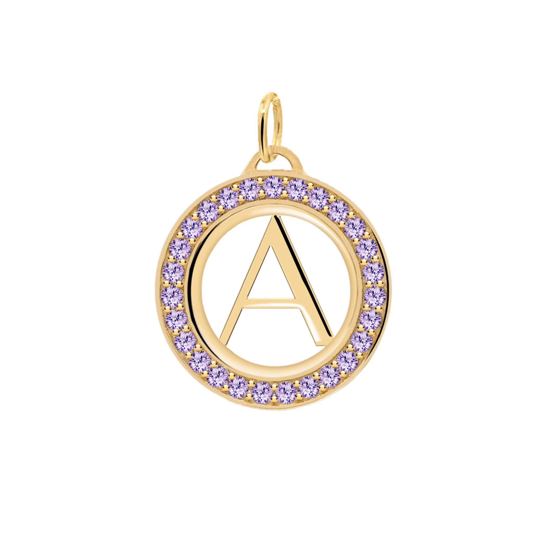 Letter & Amethyst Pendant in 14k Gold (February) sold by Haverhill