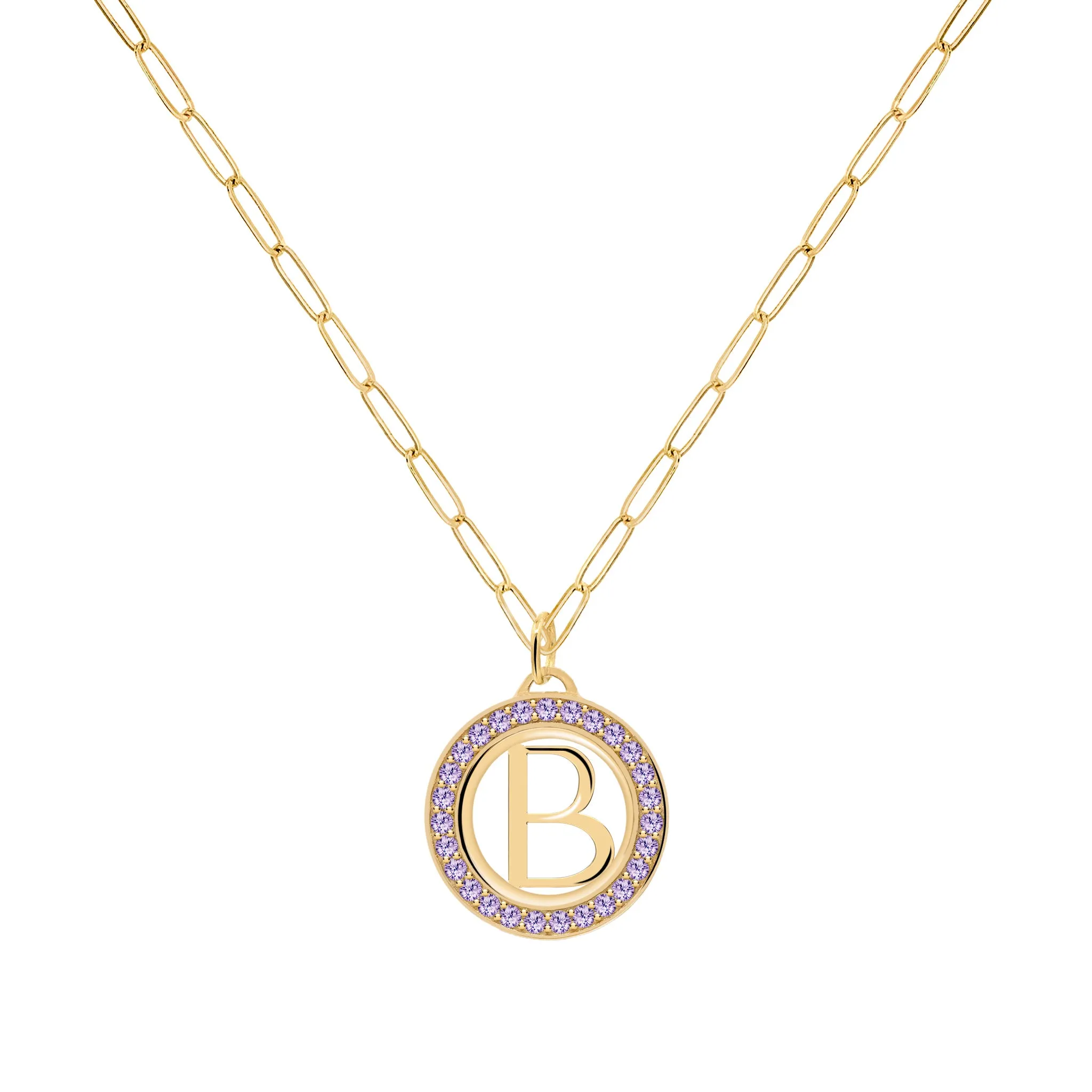Letter & Amethyst Pendant in 14k Gold (February) sold by Haverhill product image thumbnail 5