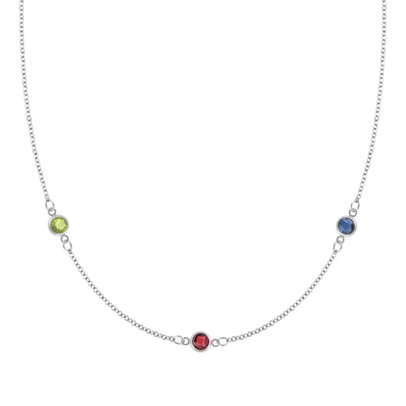 Personalized Classic 3 Birthstone Necklace in 14k Gold sold by Haverhill