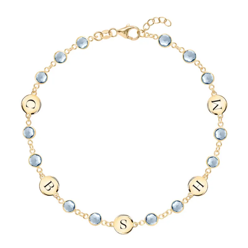 Personalized Newport 5 Letter Birthstone Bracelet in 14k Gold sold by Haverhill