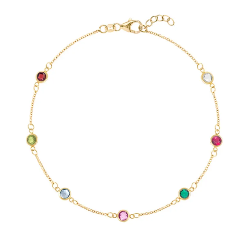 Personalized Classic 7 Birthstone Bracelet in 14k Gold sold by Haverhill