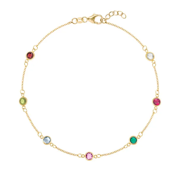 Personalized Classic 7 Birthstone Bracelet in 14k Gold sold by Haverhill