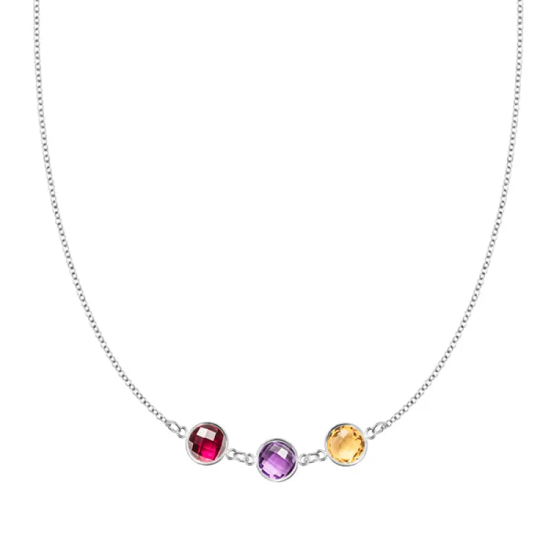 Personalized Grand 3 Connected Birthstone Necklace in 14k Gold sold by Haverhill