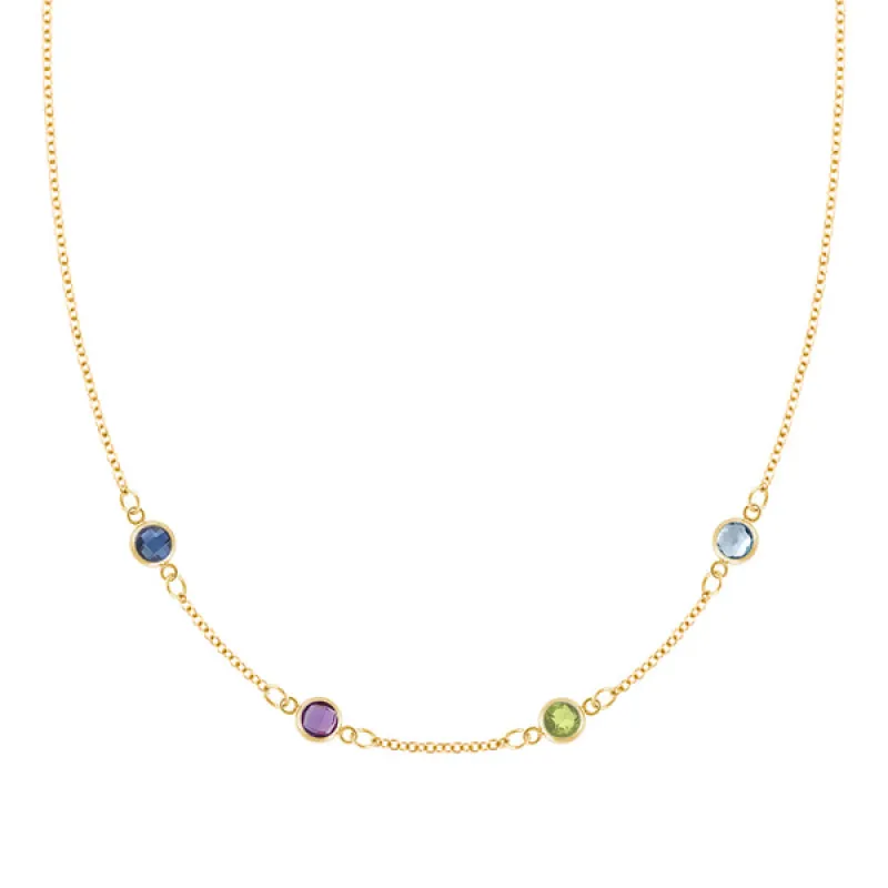 Personalized Classic 4 Birthstone Necklace in 14k Gold sold by Haverhill
