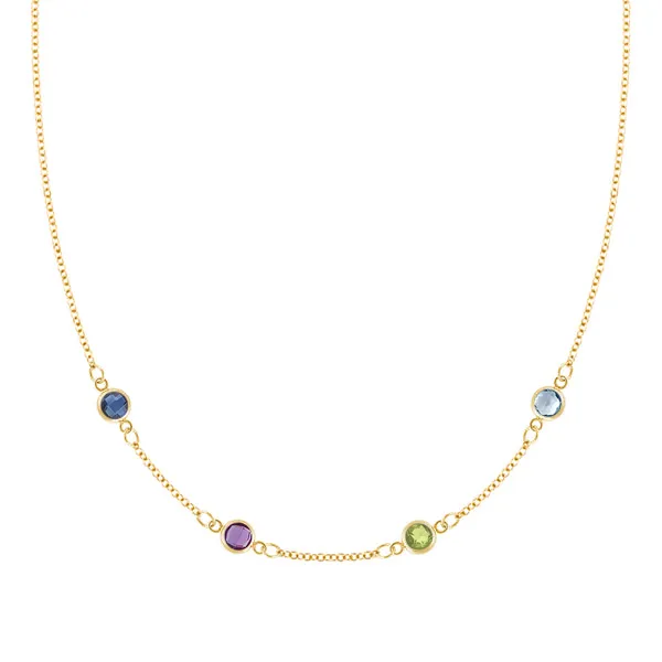 Personalized Classic 4 Birthstone Necklace in 14k Gold sold by Haverhill