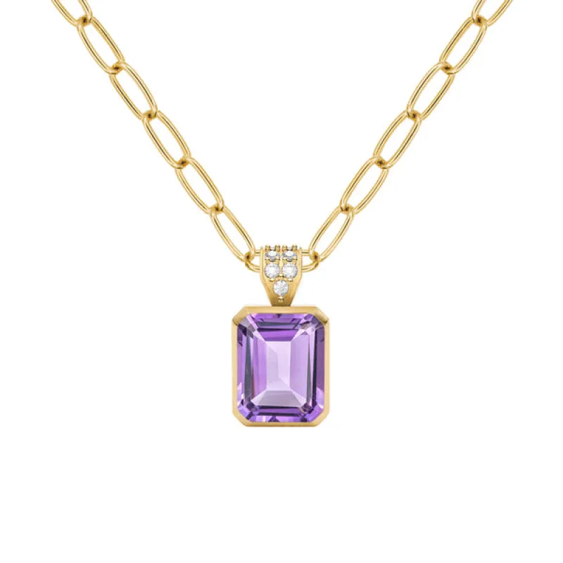 Warren Amethyst Pendant with Diamond Bale in 14k Gold (February) sold by Haverhill