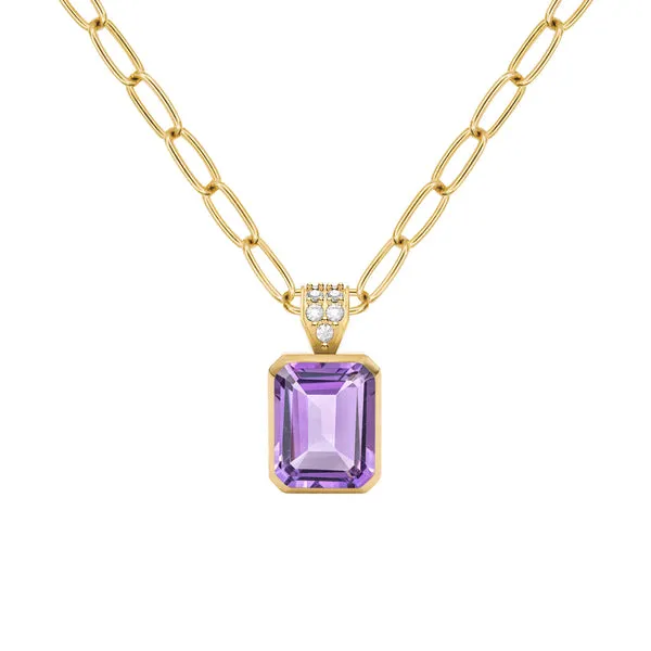 Warren Amethyst Pendant with Diamond Bale in 14k Gold (February) sold by Haverhill