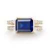 Personalized Warren Horizontal Birthstone Ring with Accent Stones in 14k Gold sold by Haverhill