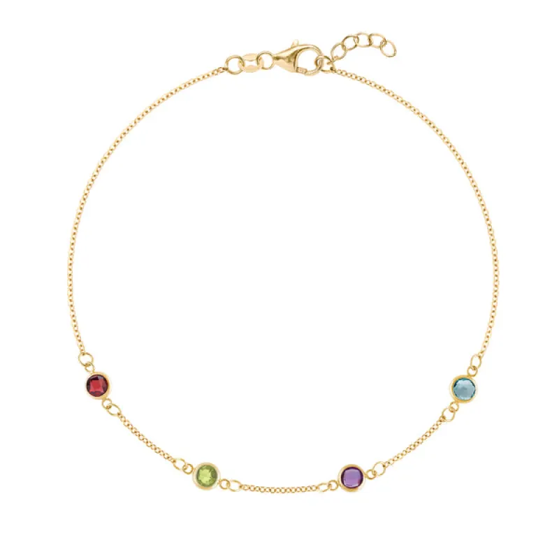 Personalized Classic 4 Birthstone Bracelet in 14k Gold sold by Haverhill