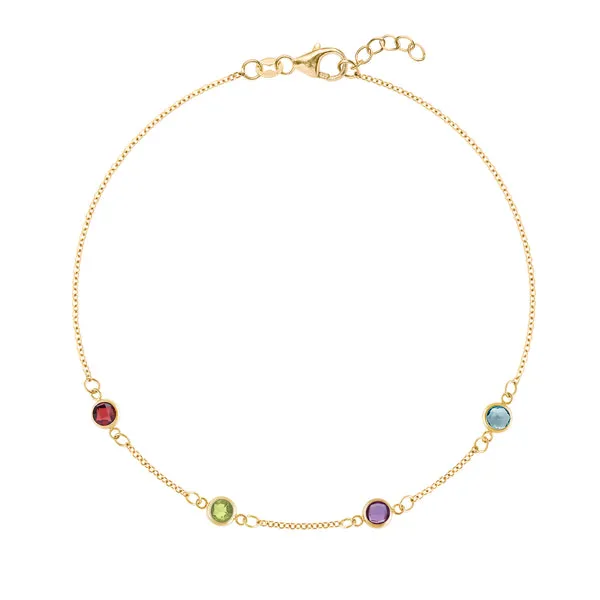 Personalized Classic 4 Birthstone Bracelet in 14k Gold sold by Haverhill