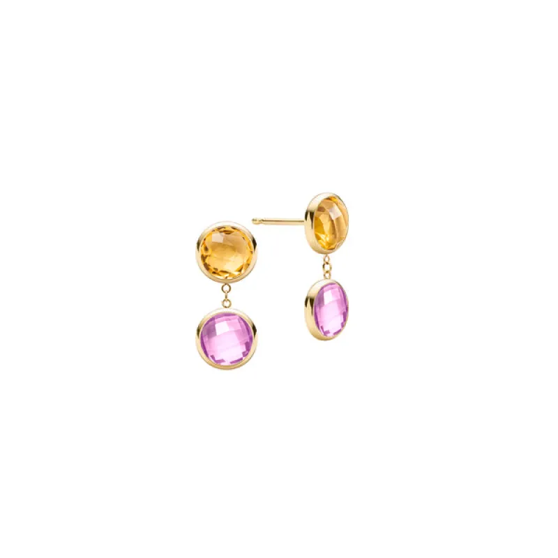 Personalized Grand 2 Birthstone Earrings in 14k Gold sold by Haverhill
