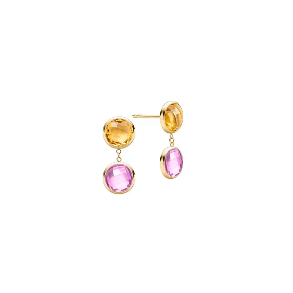 Personalized Grand 2 Birthstone Earrings in 14k Gold sold by Haverhill