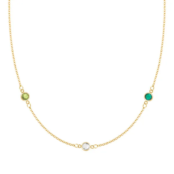 Personalized Classic 3 Birthstone Necklace in 14k Gold sold by Haverhill