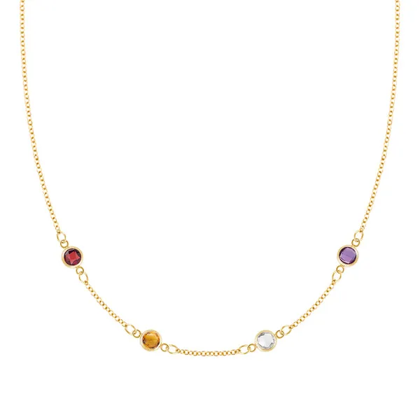 Personalized Classic 4 Birthstone Necklace in 14k Gold sold by Haverhill