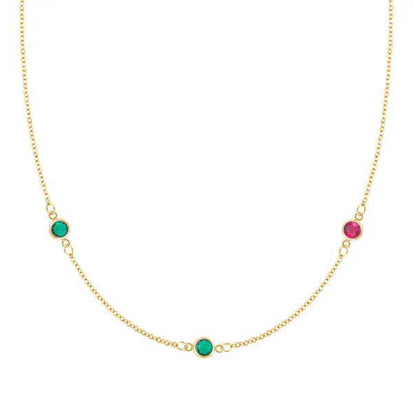 Personalized Classic 3 Birthstone Necklace in 14k Gold sold by Haverhill
