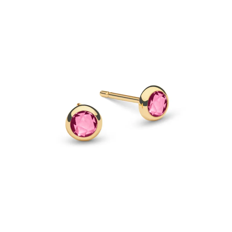 Pink Tourmaline Birthstone Stud Earrings in 14k Yellow Gold sold by Haverhill