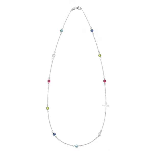 Personalized Bayberry Birthstone Cross Necklace in 14k Gold sold by Haverhill