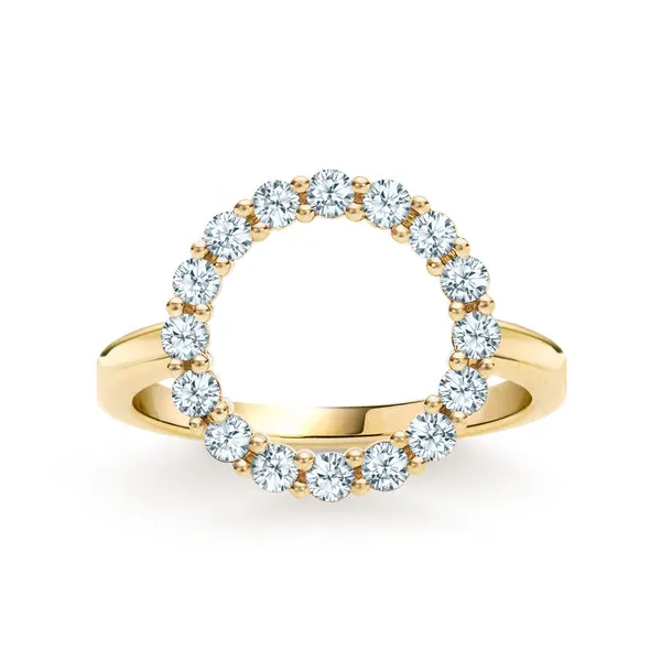 Personalized Rosecliff Circle Birthstone Ring in 14k Gold sold by Haverhill