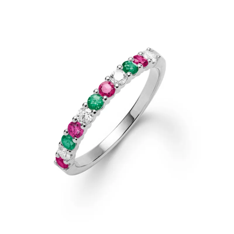 Personalized Rosecliff Birthstone Stackable Ring in 14k Gold sold by Haverhill