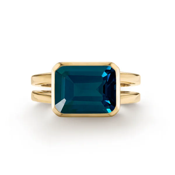 Personalized Warren Horizontal Birthstone Ring in 14k Gold sold by Haverhill