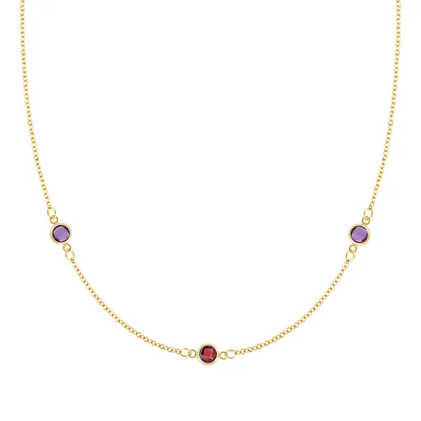 Personalized Classic 3 Birthstone Necklace in 14k Gold sold by Haverhill