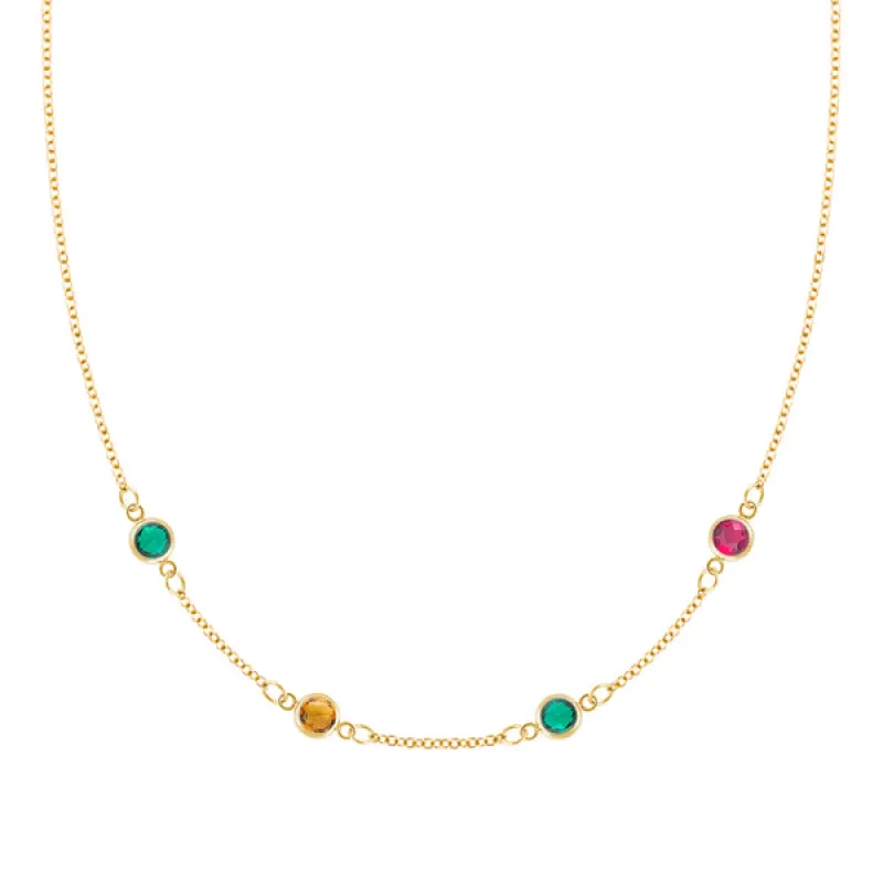 Personalized Classic 4 Birthstone Necklace in 14k Gold sold by Haverhill