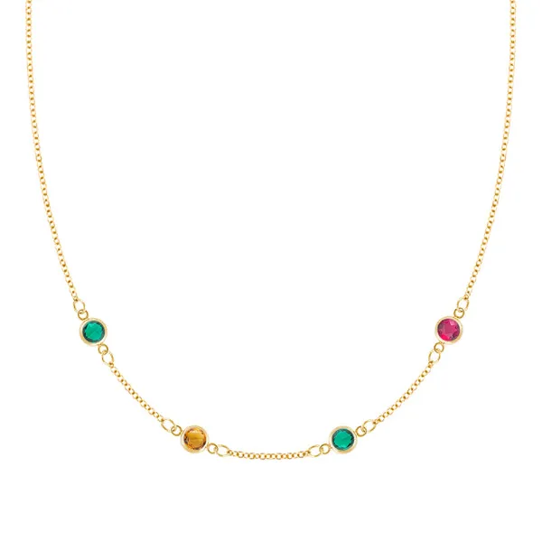 Personalized Classic 4 Birthstone Necklace in 14k Gold sold by Haverhill