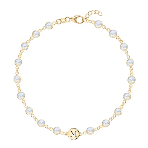 Personalized Newport 1 Letter Birthstone Bracelet in 14k Gold sold by Haverhill